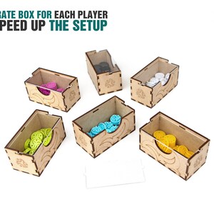 Organizer for Ethnos + Expansion. Pixies. Needs base game box to be placed in. This Storage insert kit is an awesome hobby gift idea for game geek. Wooden laser cut accessory is perfect addition to board game party. Only trays without any components