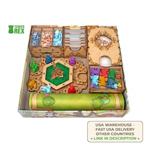 Organizer for Flamecraft with 7 Dragons Tray, Insert Compatible with Board Game or with Tokens, Kickstarter Upgrade, Nerdy Gifts