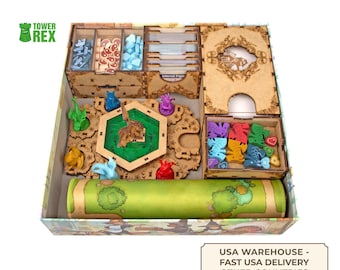 Organizer for Flamecraft with 7 Dragons Tray, Insert Compatible with Board Game or with Tokens, Kickstarter Upgrade, Nerdy Gifts