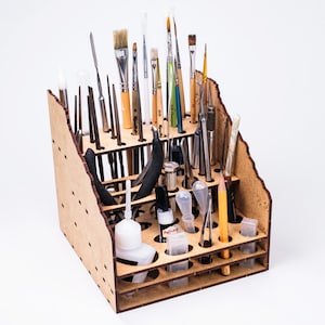 Tool Rack and Paintbrush Stand, DIY Storage Shelf, Tool Station for Hobby Desk, Modular Hobby Organizer, Art Supplies Storage Creative Gift
