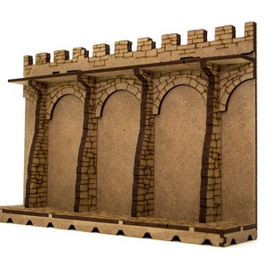 Dungeons and Dragons Terrain Fortress Wall. Medieval building scenery 28mm figures scale. Awesome DnD play mat. Unpainted extension for your D and D battle map. Immersive hobby cheap gift idea for geeks. DnD tabletop accessory for GM