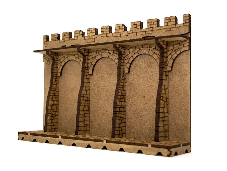 Dungeons and Dragons Terrain Fortress Wall. Medieval building scenery 28mm figures scale. Awesome DnD play mat. Unpainted extension for your D and D battle map. Immersive hobby cheap gift idea for geeks. DnD tabletop accessory for GM