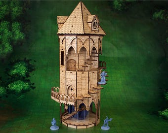 Mage Tower DnD-terrein, 28 mm schaal tovenaarstoren voor Dungeons & Dragons, Pathfinder RPG-terrein, Dungeon Master-cadeau
