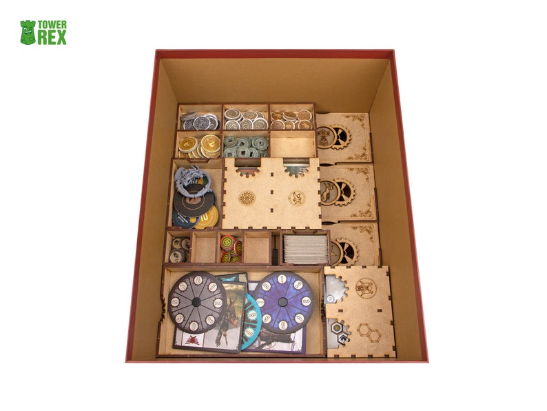 Organizer for Scythe Legendary Box + Expansions. Invaders from Afar, The Rise of Fenris, The Wind Gambit. Needs base game box. This Storage insert is an awesome gift for geek and perfect accessory to board game party. Only trays without components