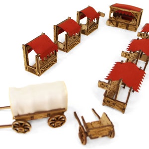 Straatmarkt, Fantasieterrein, 28mm terrein, Dorpsterrein, RPG, Dungeons & Dragons