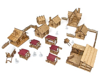 The Village Modular HDF Terrain Set, 28mm Terrain Medieval, TRPG, Dungeons & Dragons, DnD, Pathfinder, Miniature Terrain