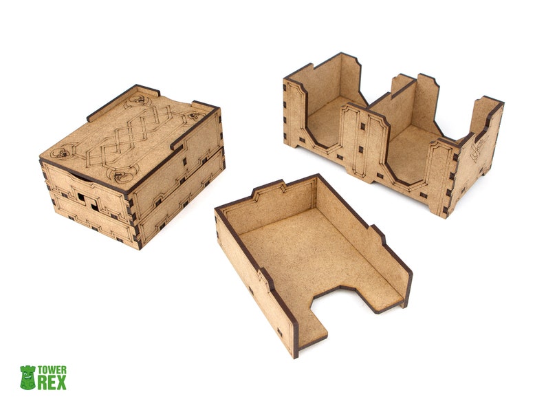 Organizer for Lords of Waterdeep + Expansion. Scoundrels of Skullport. Needs base game box. This Storage insert is an awesome gift for geek. Wooden laser cut accessory is perfect addition to board game party. Only trays without any components