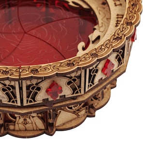God's Grail Dice Jail is an awesome hobby gift idea for game geek. Wooden laser cut dice tray is perfect addition to board game party. Level up your experience with towerrex accessories. Only dice storage box without any dice. Not for metal dice