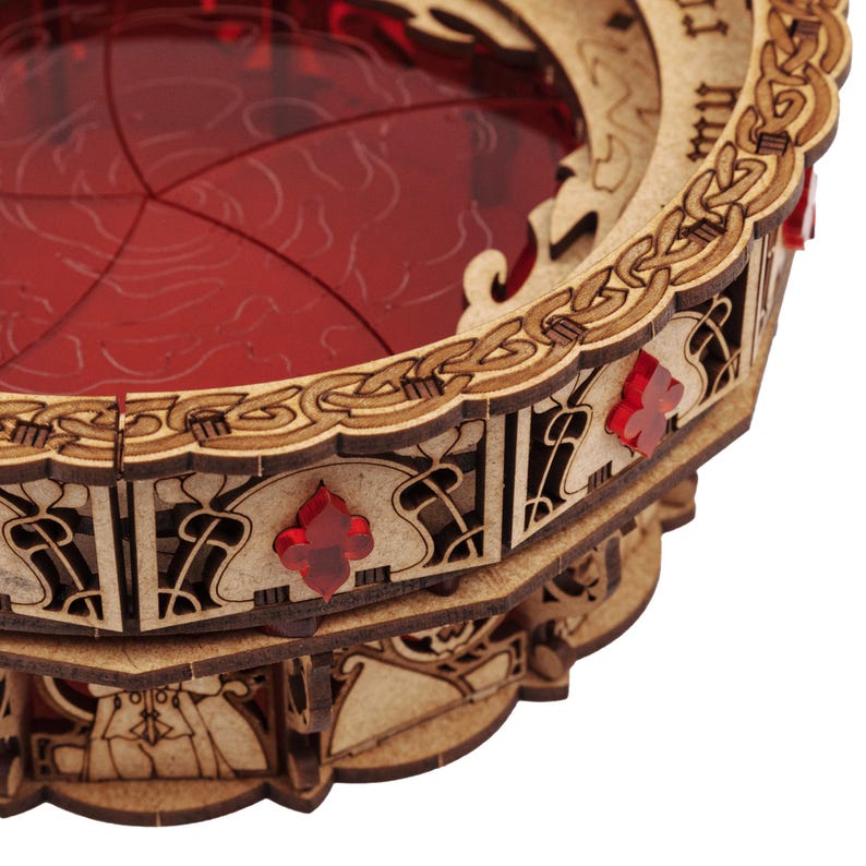 God's Grail Dice Jail is an awesome hobby gift idea for game geek. Wooden laser cut dice tray is perfect addition to board game party. Level up your experience with towerrex accessories. Only dice storage box without any dice. Not for metal dice