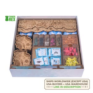Organizador para Finspan, compartimento de armazenamento compatível com jogos de tabuleiro, porta-cartas e bandeja de recursos, acessórios de melhoria, presente nerd.