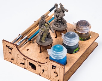 Miniature Paint Rack, Hobby Paint Storage, Paint Station with Paint Pot Holder, Hobby Workstation, Paint Brush Holder