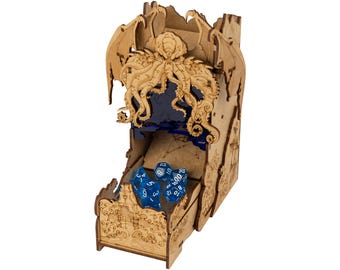 Cthulhu-Würfelturm, Würfelaufbewahrung, Würfelbrett, Rollbrett, DnD-Würfelhalter, RPG-Würfelorganizer, Geschenk für Spielleiter