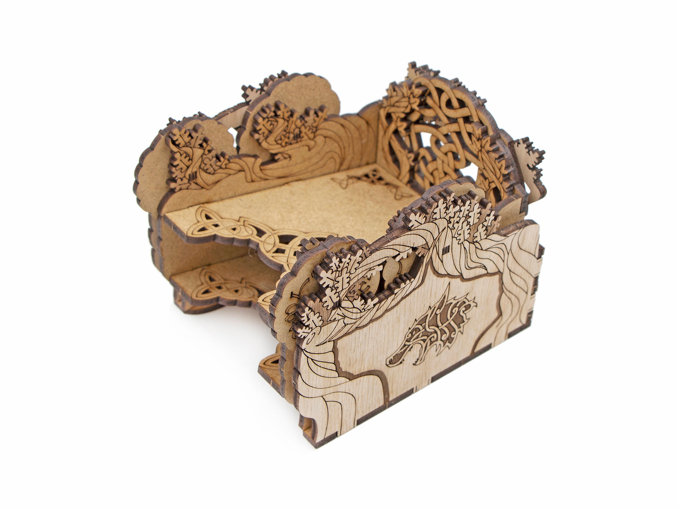 Portatarjetas Sylvan para juegos de mesa con contador integrado, soporte para barajas, dispensador de cartas de madera contrachapada, regalo para juegos de mesa, contador de dial HP