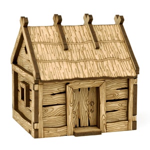 Barn Terrain, Village Terrain, TRPG, Dungeons and Dragons, Pathfinder, Miniature Scatter Terrain, Wargames, 28mm Terrain