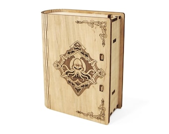 Card Box - The Elder Deck Box /  The Elder Card Storage / Card Game Accessories / Wooden Deck Box with / Wood MTG Box with sliding latch
