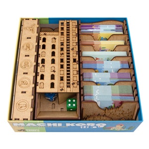 Organizer voor Machi Koro 5e editie + Harbor, Millionaire's Row-uitbreidingen + gratis dobbeltoren, inzetstuk voor bordspel, cadeau voor Vaderdag