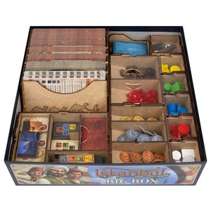 Organizador para la Caja Grande de Estambul + Cartas y Sellos, Expansiones Mocha y Baksheesh, Inserto Compatible con el Juego de Mesa, No para Edición Ucraniana