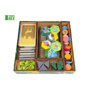 Cascadia + Expansion Organizer, Insert for Cascadia Board Game and Landmarks Expansion, Cascadia Storage Solution Upgrade and Nature Tokens