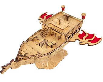 Vliegend schip terrein voor DnD & Pathfinder, Spelljammer luchtschip, 28 mm schaal fantasy terrein, modulair RPG decor, Dungeon Master cadeau