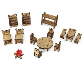 Furniture Set DnD Terrain, 28mm Scale Miniature Fantasy Terrain for Dungeons & Dragons for Dungeon Master, RPG Terrain, Valentines Day Gift