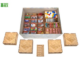 Organizer for Frosthaven + 4 Player Dashboards Bundle, Storage Insert Compatible with Frosthaven Board Game, Wooden Organizer Gift