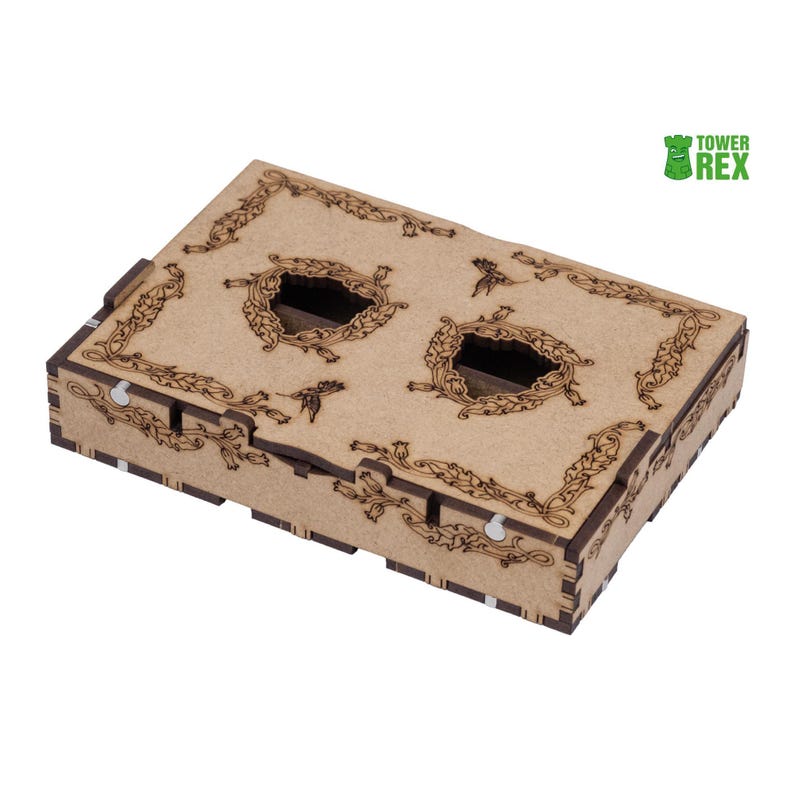 Board Game Organizer, For Boxes Min. 30mm Height, Adjustable 1-4 Sections, Short Natural Style, Playing Card Holder, Token Tray, Nerdy Gift