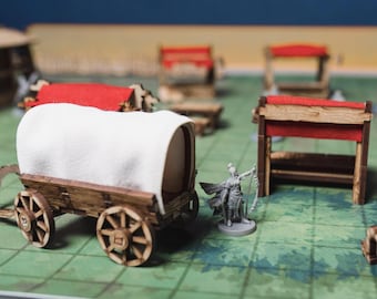 Straatmarkt terreinset, D&D terrein 28mm schaal, fantasiedorp terrein, Pathfinder RPG decor, wargaming terrein, Dungeon Master cadeau
