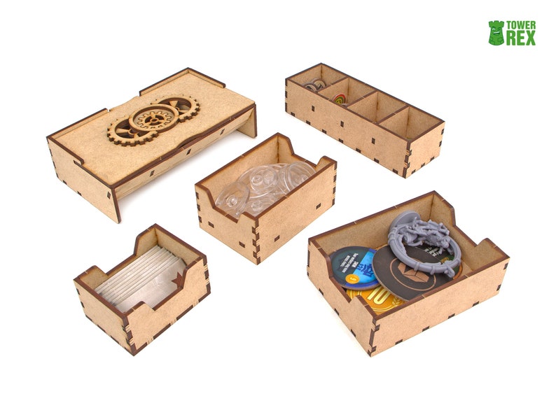 Organizer for Scythe Legendary Box + Expansions. Invaders from Afar, The Rise of Fenris, The Wind Gambit. Needs base game box. This Storage insert is an awesome gift for geek and perfect accessory to board game party. Only trays without components