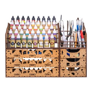 Advanced Paint Station 25mm Bottles, Modular Paint Rack, Paint Organizer with Tool Holder, Figure Painting Paint Station