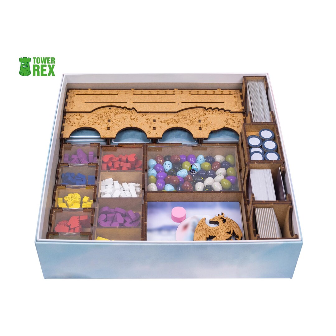 TowerRex Wyrmspan Board Game Organizer Insert - Storage For Cards, Tokens & Components (Fits Base Box) - View #2