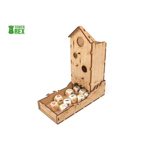 Towerrex Organizer for Wingspan + Expansions. European, Oceania. Free dice tower, first player token. Needs game box. This Storage insert is an awesome gift for geek. Wooden accessory is perfect addition to board game party. Only trays without any components