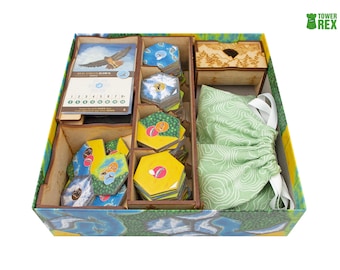 Cascadia Organizer + Tokens Bundle, Insert for Cascadia Board Game, Cascadia Storage Solution Upgrade and Nature Tokens