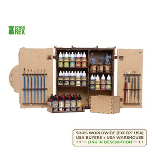 Painting Case with Paint Rack 25mm, Miniature Stand and Paint Handles, Model Painting Station, Hobby Workstation, Valentines Day Gift