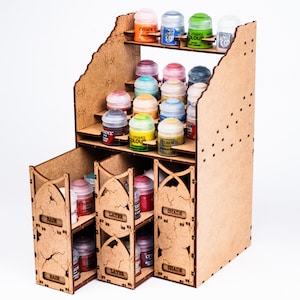 Paint Holder Section, Miniature Paint Rack 34mm Bottles Wooden Artist Storage Box Inseparably, Figure Painting Organizer for Art Supplies
