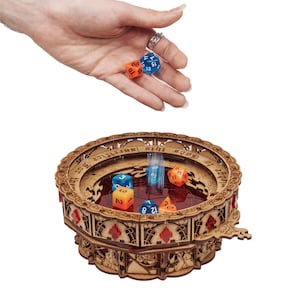 God's Grail Dice Jail is an awesome hobby gift idea for game geek. Wooden laser cut dice tray is perfect addition to board game party. Level up your experience with towerrex accessories. Only dice storage box without any dice. Not for metal dice