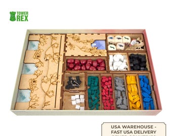 Organizer for Wingspan Asia, Storage Insert Compatible with Board Game or with Tokens, Board Game Accessories Upgrade, Nerdy Gifts