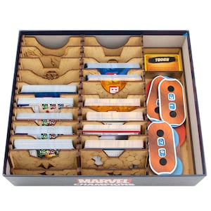 Superhelden Champions Organizer mit Erweiterungen, Holzeinsatz für Superhelden Champions, Aufbewahrungslösung für Champions LCG, Brettspielgeschenk