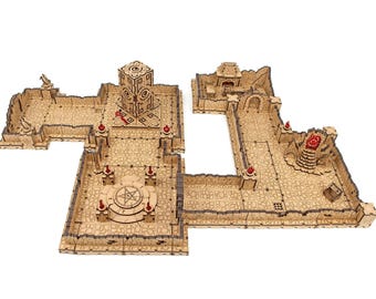 Cult's Lair Terrain Set, DnD Terrain, 28mm Dungeon Terrain for Dungeons & Dragons, Pathfinder, Warhammer, Modular RPG Scenery