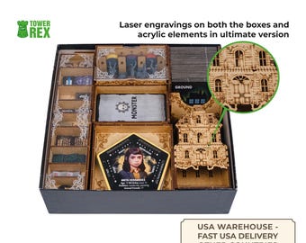 Organizer for Betrayal 3rd edition + Expansions, Storage Insert Compatible with Board Game, Intricate Laser Engravings, Nerdy Gifts