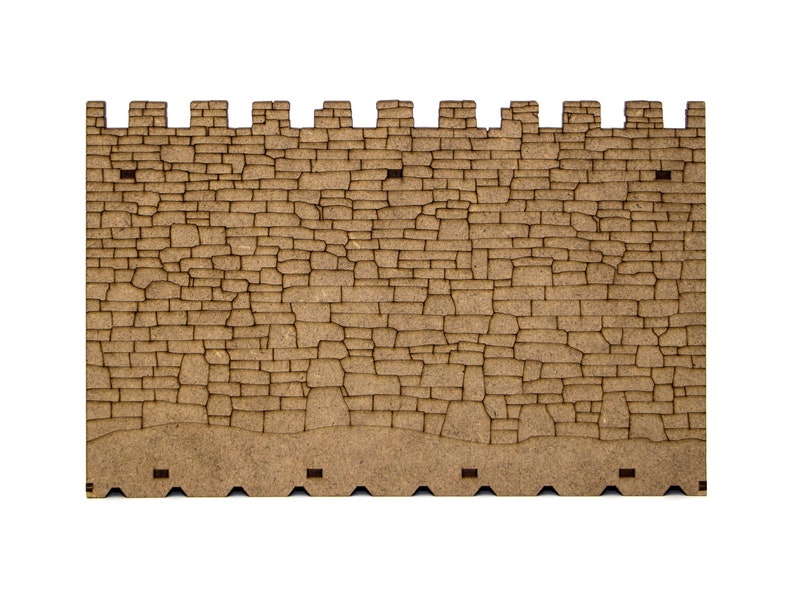 Dungeons and Dragons Terrain Fortress Wall. Medieval building scenery 28mm figures scale. Awesome DnD play mat. Unpainted extension for your D and D battle map. Immersive hobby cheap gift idea for geeks. DnD tabletop accessory for GM