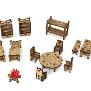 Furniture Set DnD Terrain, 28mm Scale Miniature Fantasy Terrain for Dungeons & Dragons, RPG, Dungeon Master Gift, Tabletop Gamer Gift