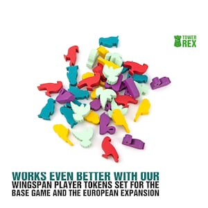 Organizer for Wingspan + Expansions. European, Oceania. Free dice tower, first player token. Needs game box. This Storage insert is an awesome gift for geek. Wooden accessory is perfect addition to board game party. Only trays without any components