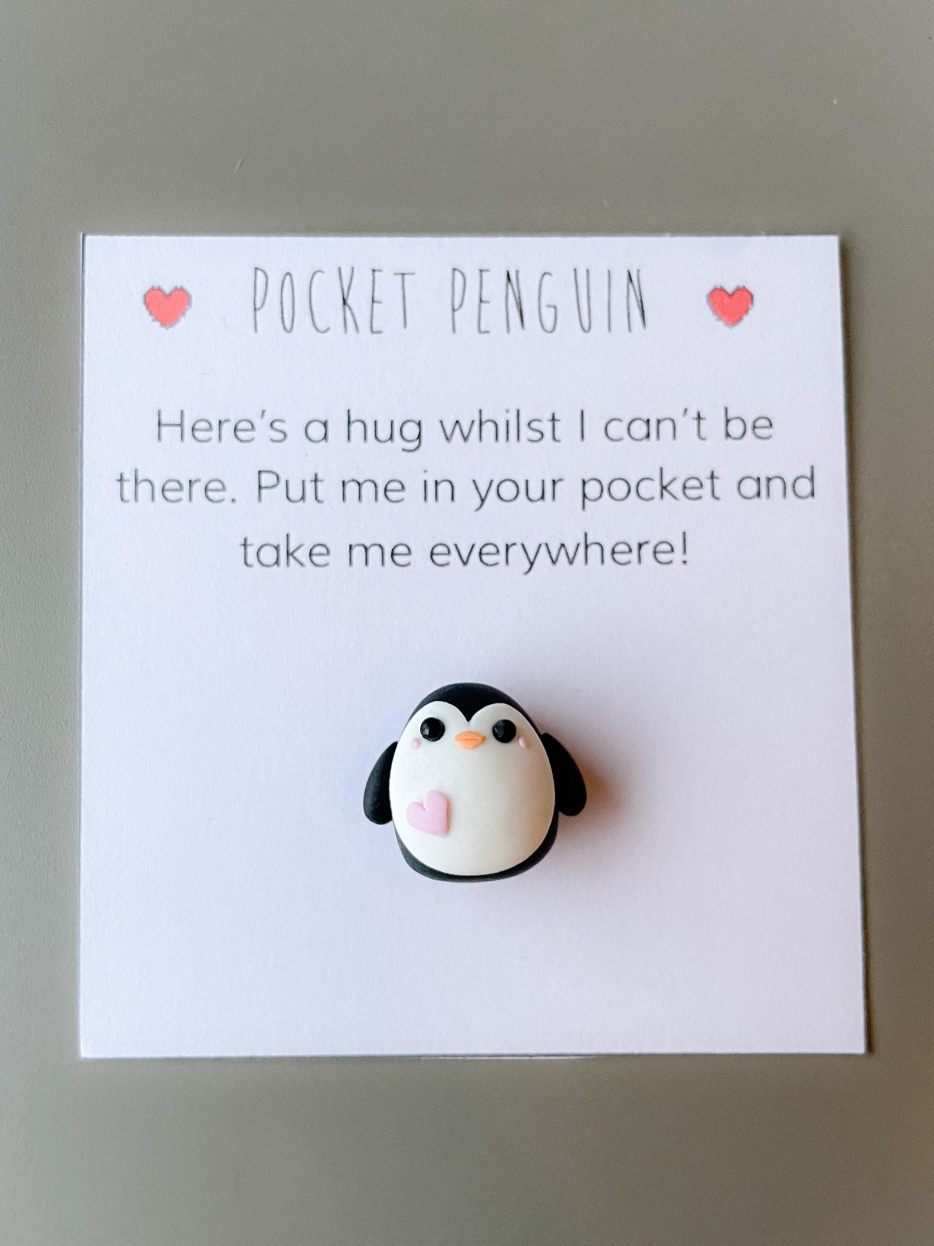 Kreative kleine Pinguin Umarmung Glas Geschenk Gruß karte Tasche
