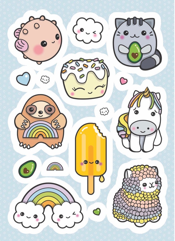 Kawaii Stickers, A6 Vinyl Sticker Sheets, Cute Stickers, Planner Stickers,  Planner Charms, Kawaii Charms, Polymer Clay Charms 