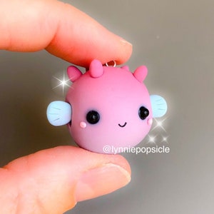 Kawaii puffer fish charm, pufferfish charm, polymer clay charms, Polymer Clay Charm, kawaii charm, pufferfish Keychain, cute fish image 2