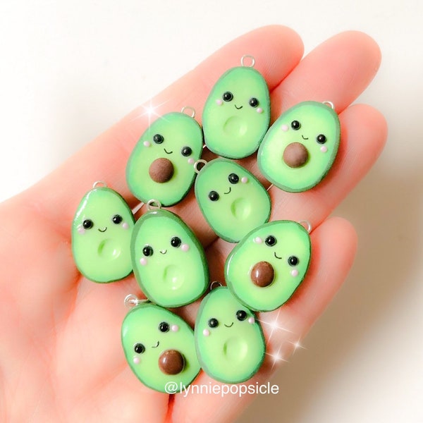 Kawaii avocado charms, avocado gift ideas, bffs avocado charms, Polymer Clay Charms, kawaii charms, planner charms, stitch markers, BFFs