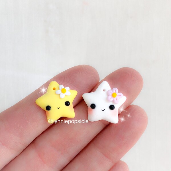 Kawaii spring star charm, star charm, spring charm, Polymer Clay charms, star Keychain, star jewelry, star necklace, star stitch marke