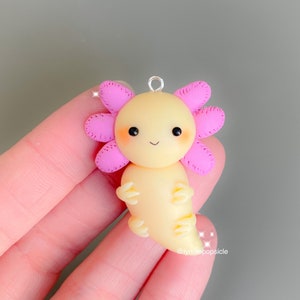 Kawaii axolotl  charm, polymer clay charms, axolotl Keychain, keyring, gifts, jewelry, stitch marker, progress keeper