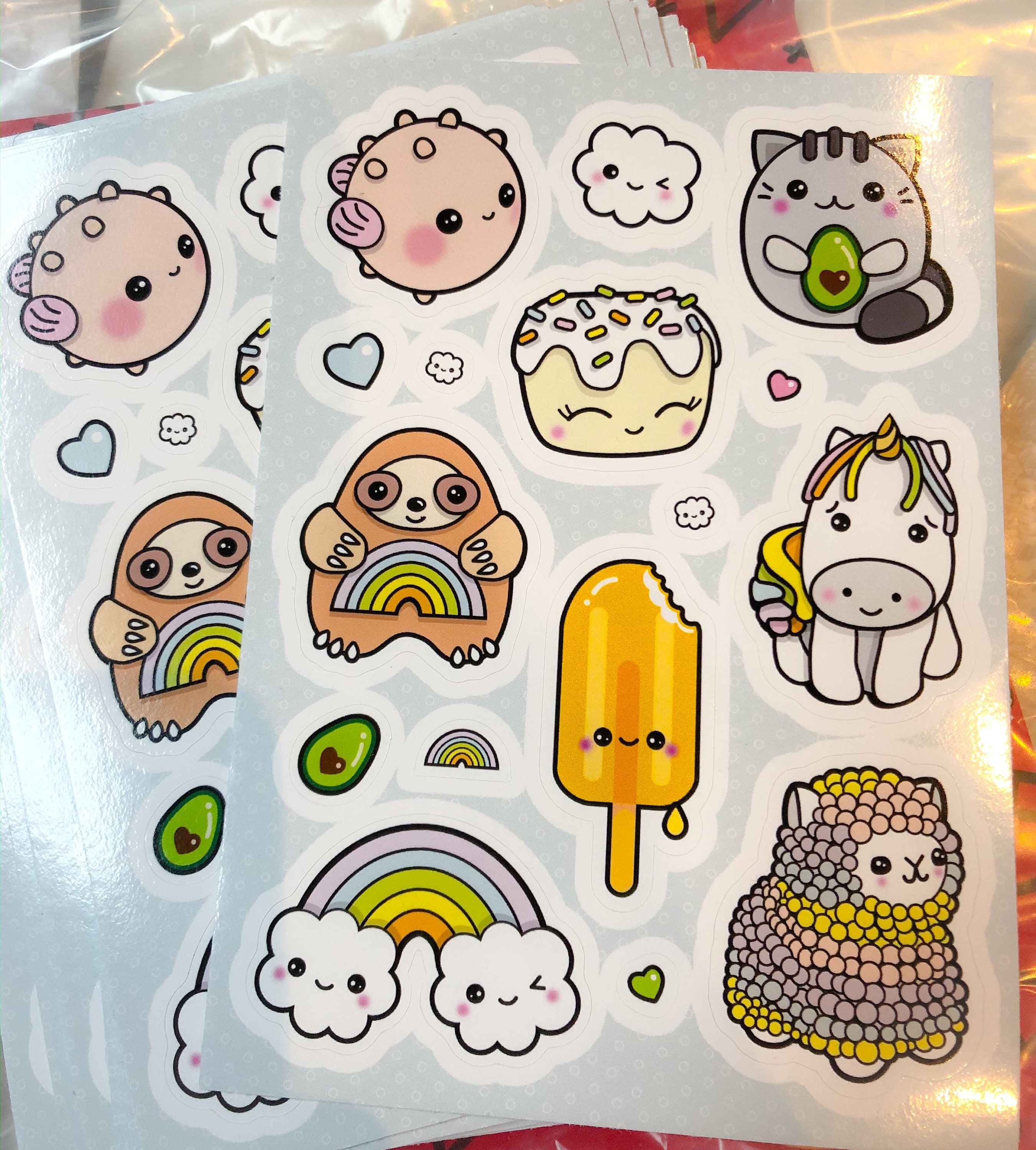 Kawaii Stickers A6 Vinyl Sticker Sheets Cute Stickers Etsy Ireland