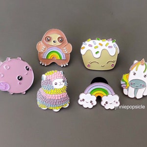 Kawaii pins, sloth pins, llama pins, unicorn pins, cute lapel pins, backpack pins, llama gifts, sloth gifts, unicorn gifts